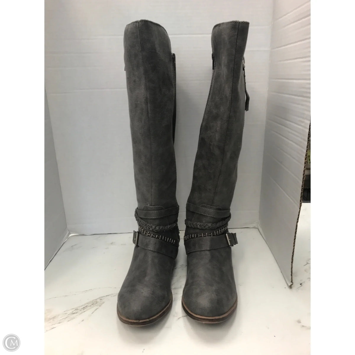 Boots Knee Flats By So In Grey, Size: 9.5