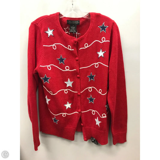 Sweater Cardigan By All Points In Red, Size: M