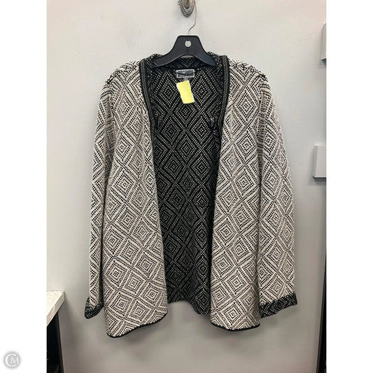 Sweater Cardigan By Jm Collections In Black & Cream, Size: Xl