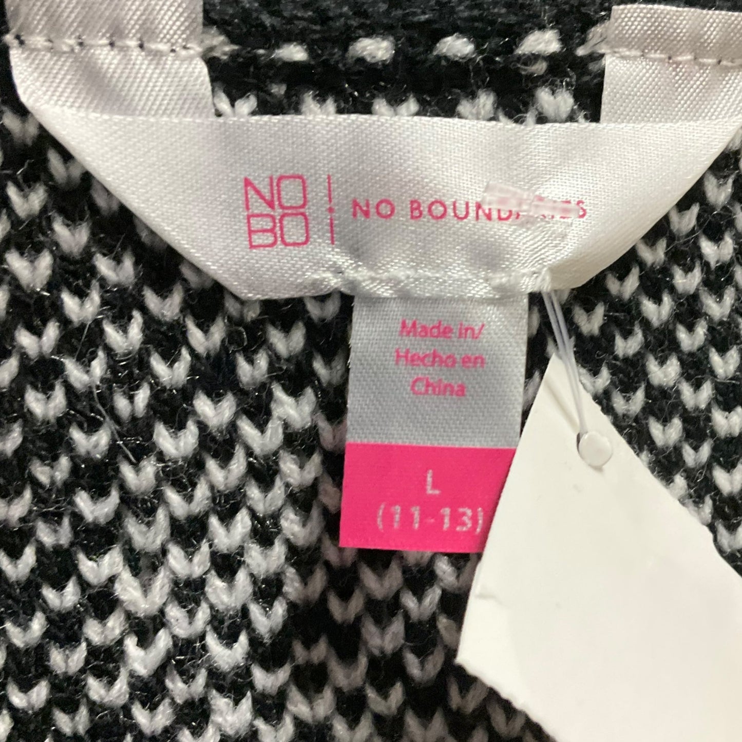 Vest Sweater By No Boundaries In Black & White, Size: L