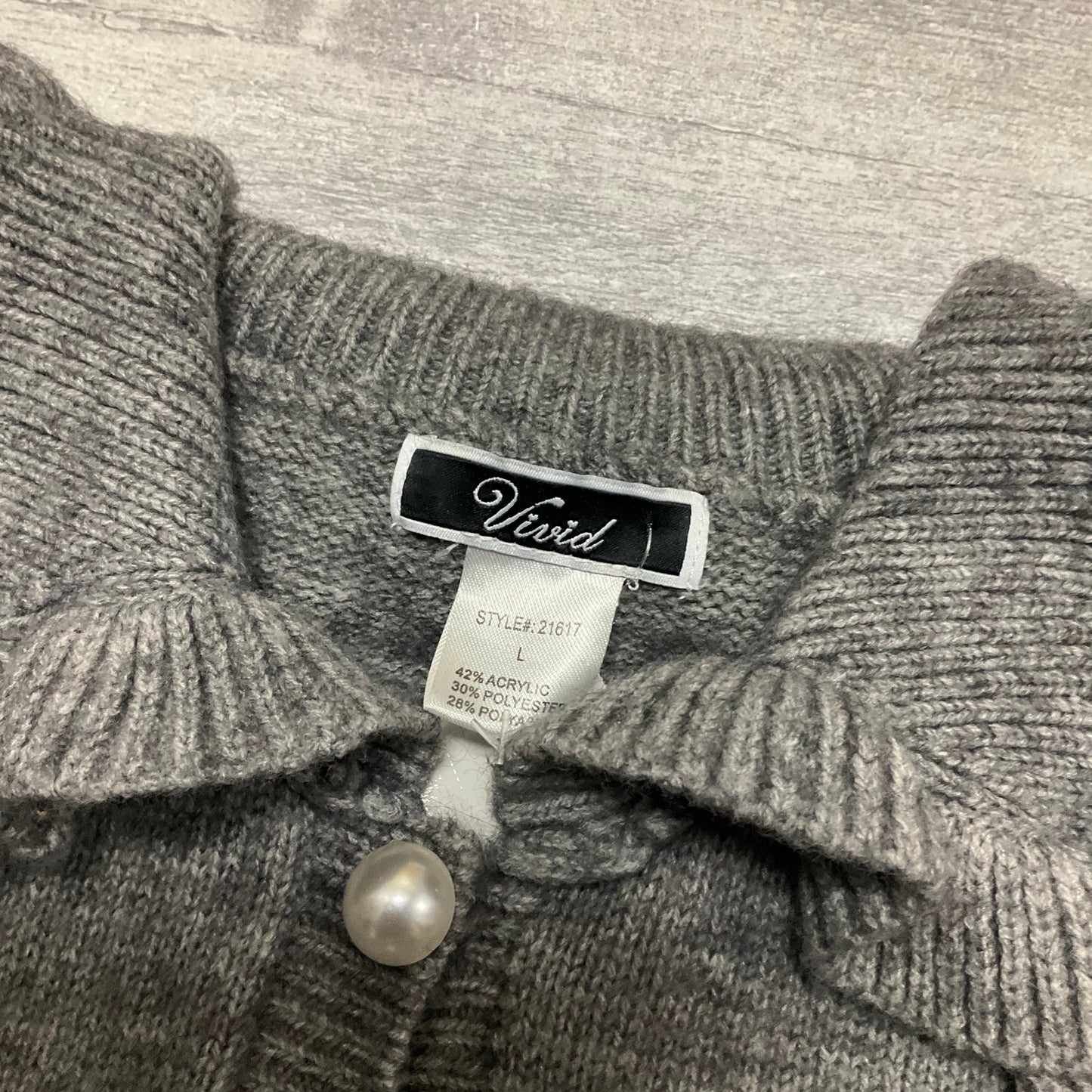 Sweater Cardigan By Clothes Mentor In Grey, Size: L