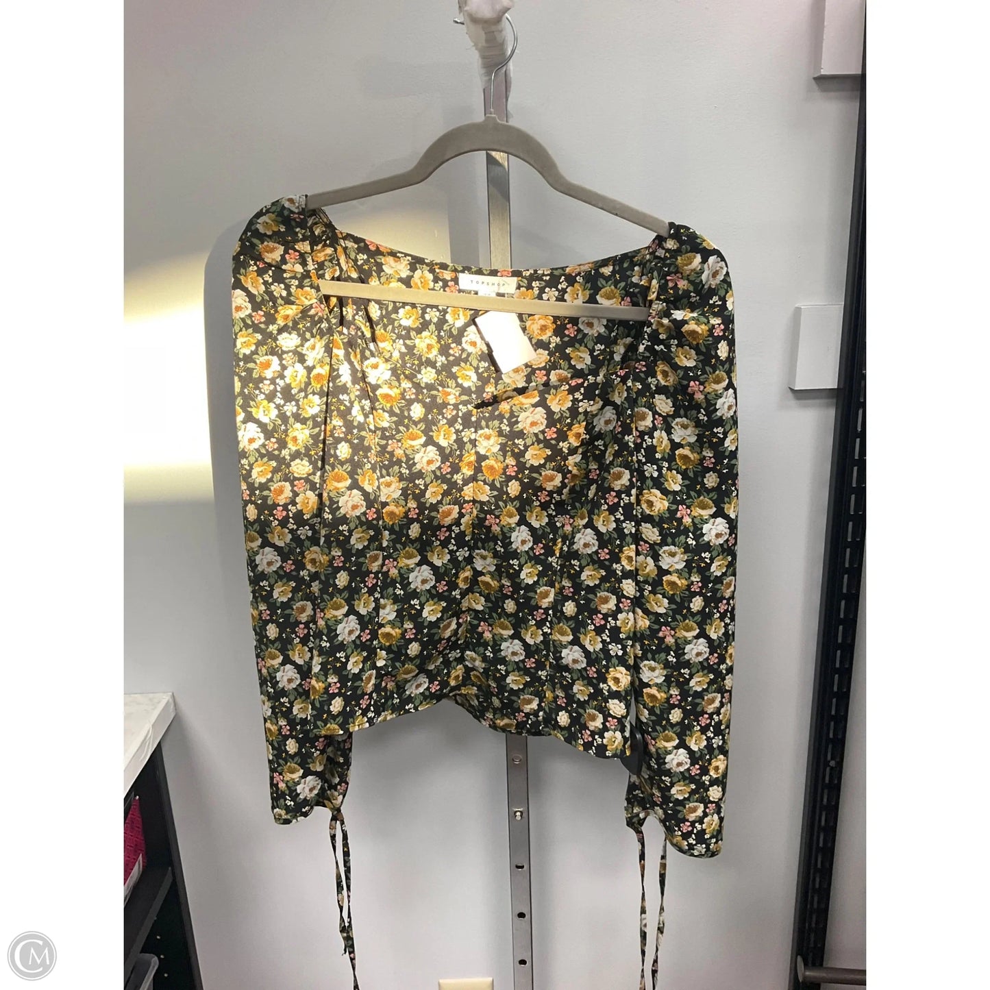 Top Long Sleeve By Top Shop In Floral Print, Size: 8