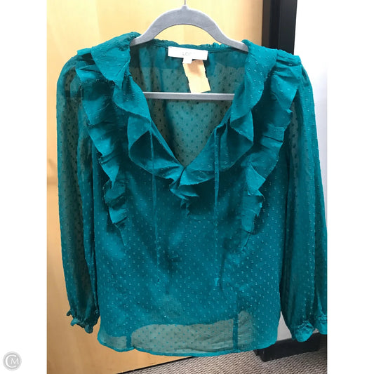 Top Long Sleeve By Loft In Green, Size: M