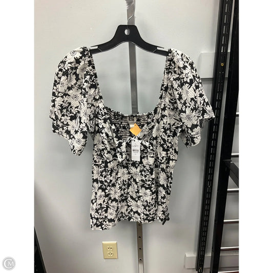 Top Short Sleeve By Loft In Black & White, Size: Xl