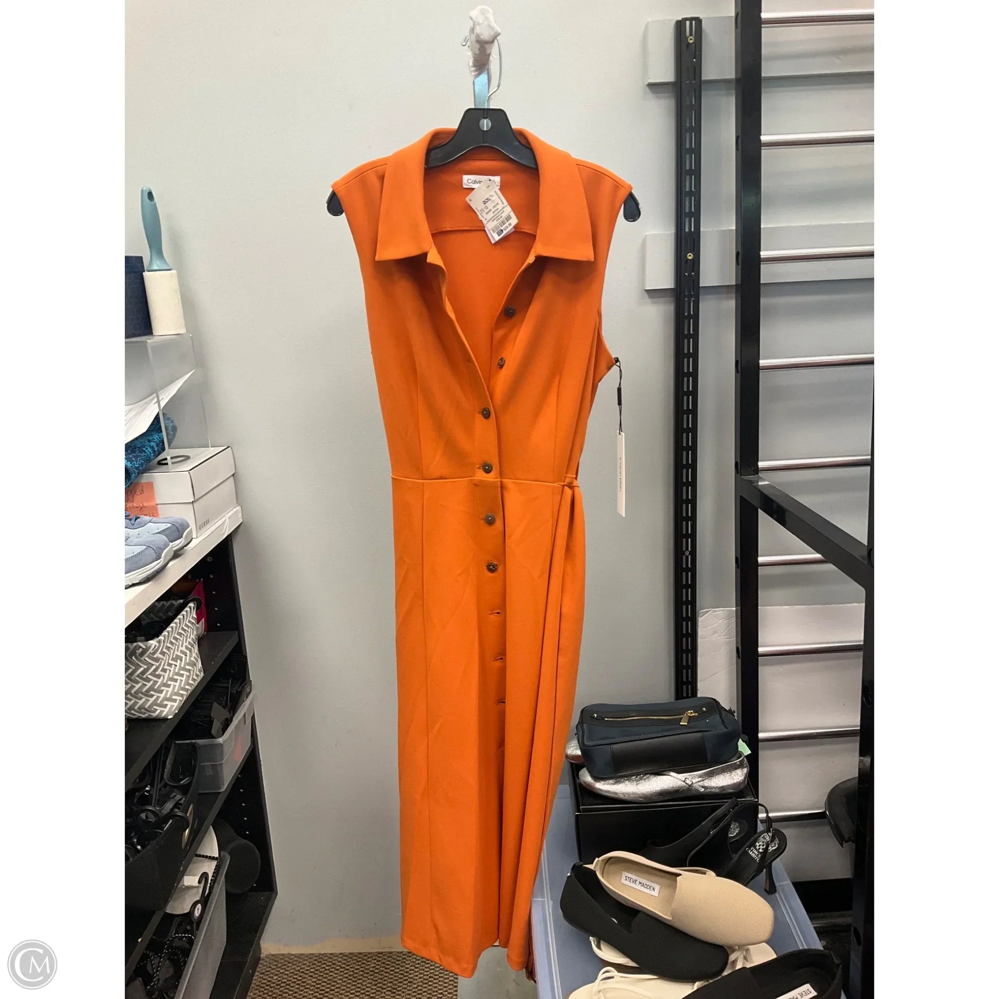Dress Casual Midi By Calvin Klein In Orange, Size: 12 Dress Casual Midi By Calvin Klein In Orange, Size: 12