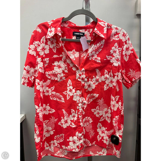 Top Short Sleeve By Lands End In Orange & White, Size: M
