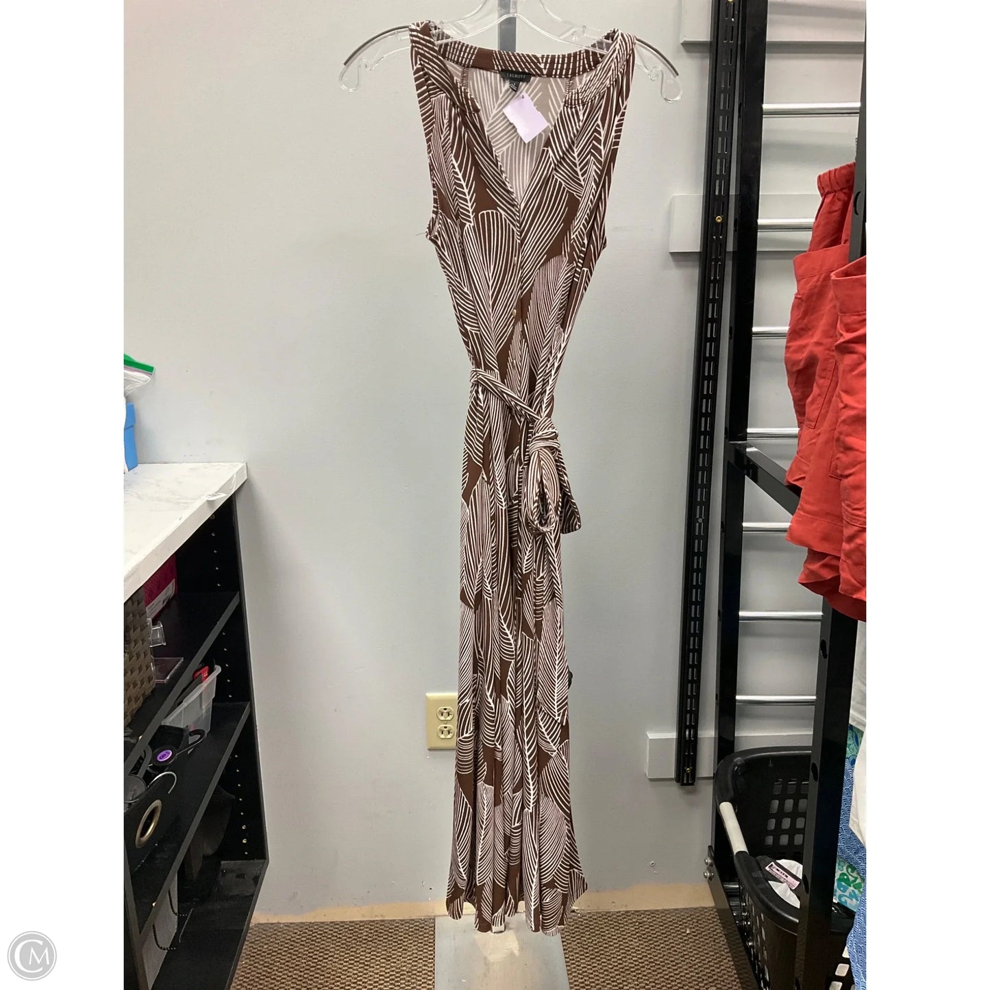 Dress Casual Midi By Talbots In Brown & White, Size: S