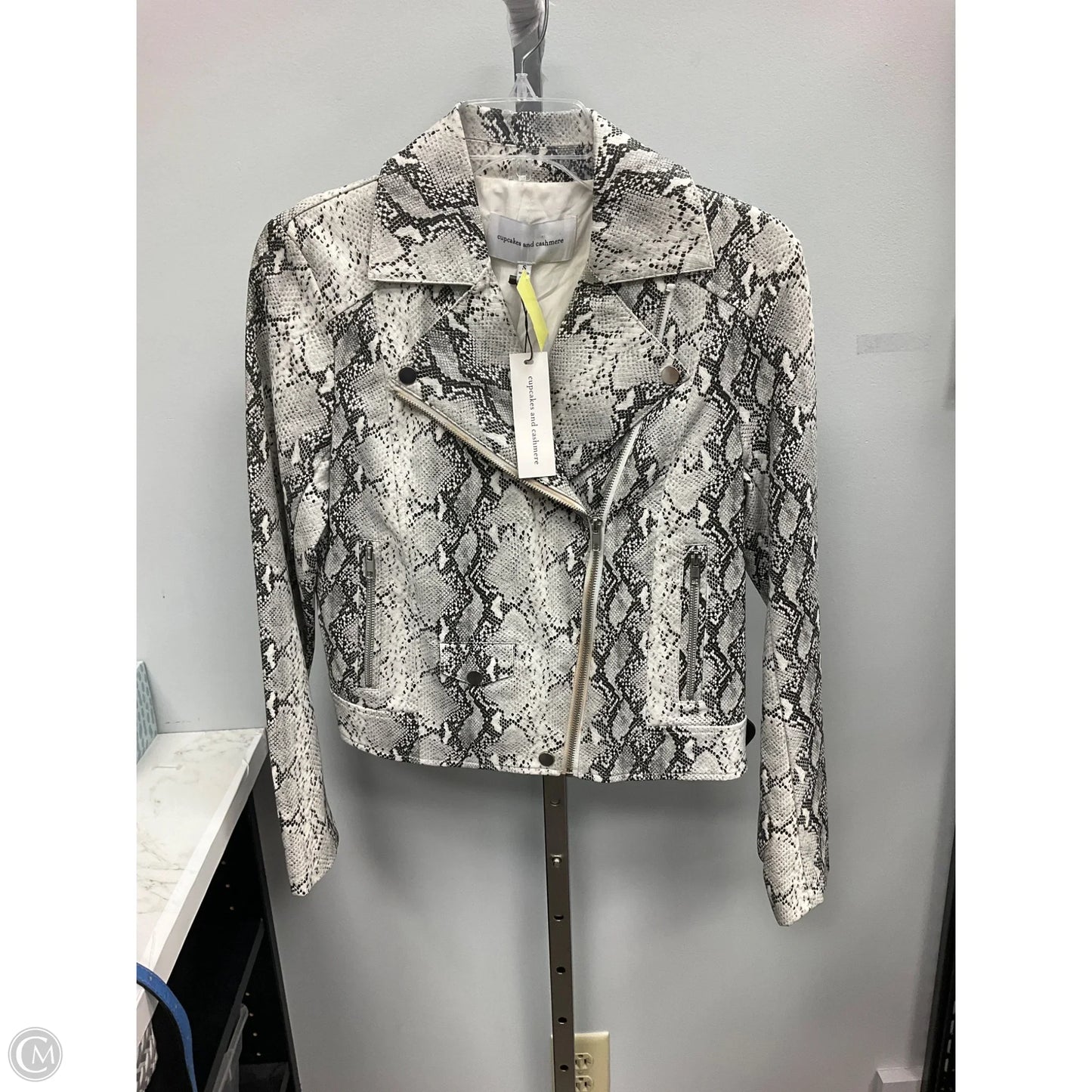 Jacket Moto Leather By Cupcakes And Cashmere In Snakeskin Print, Size: S