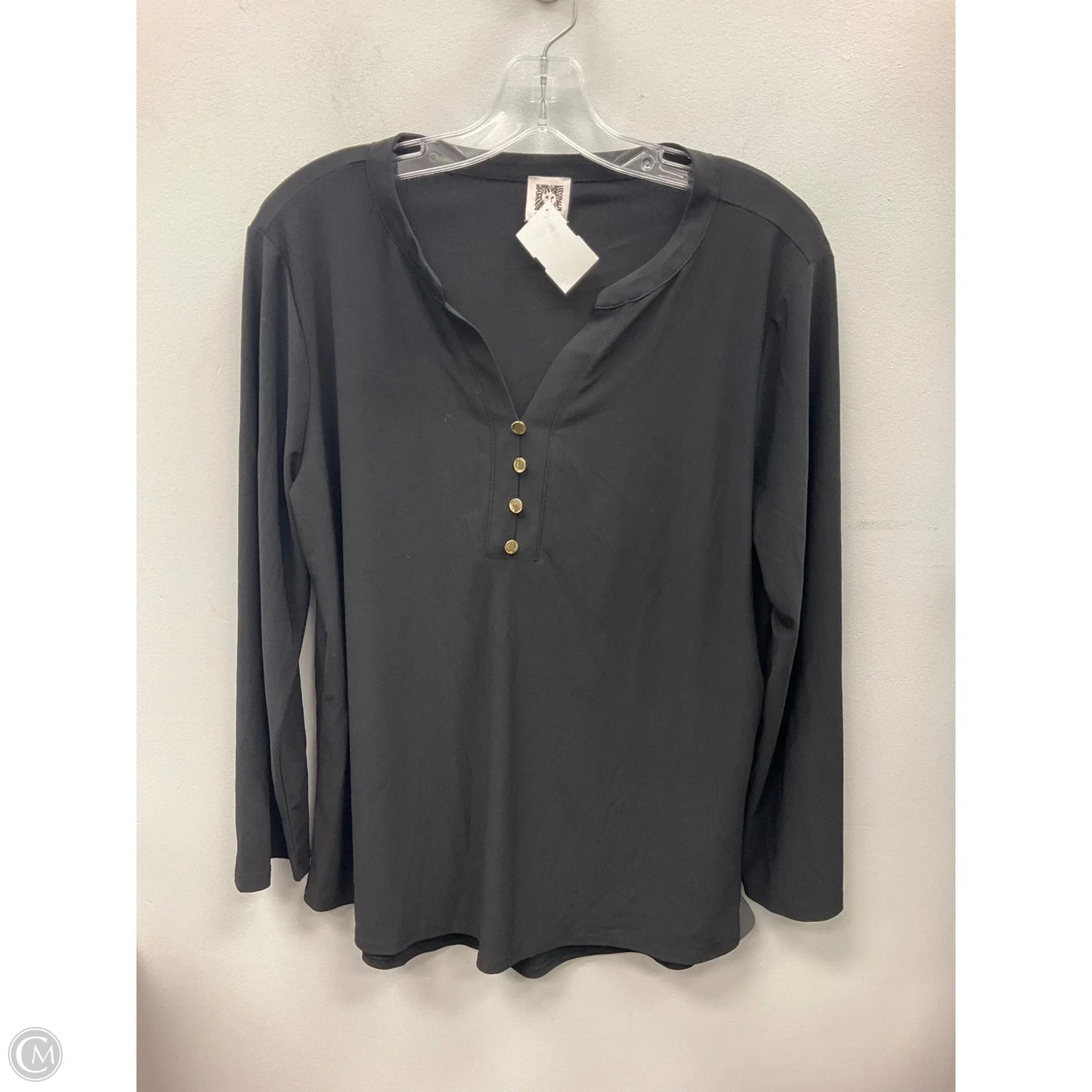 Top Long Sleeve By Anne Klein In Black, Size: L