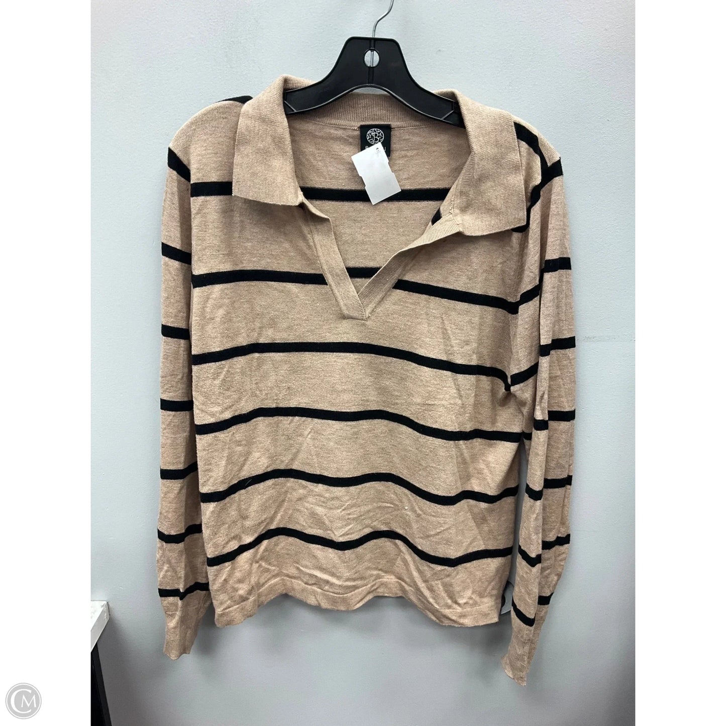 Top Long Sleeve By Bobeau In Black & Tan, Size: L