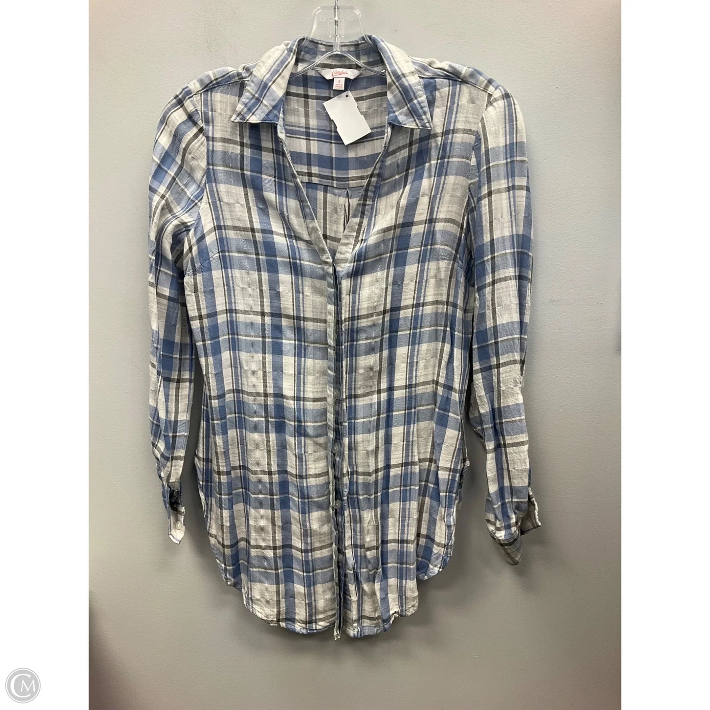 Top Long Sleeve By Candies In Plaid Pattern, Size: S