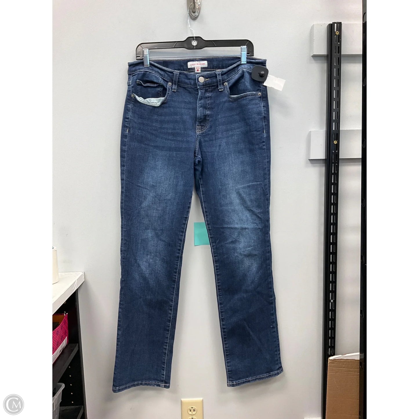 Jeans Straight By Lucky Brand In Blue Denim, Size: 10