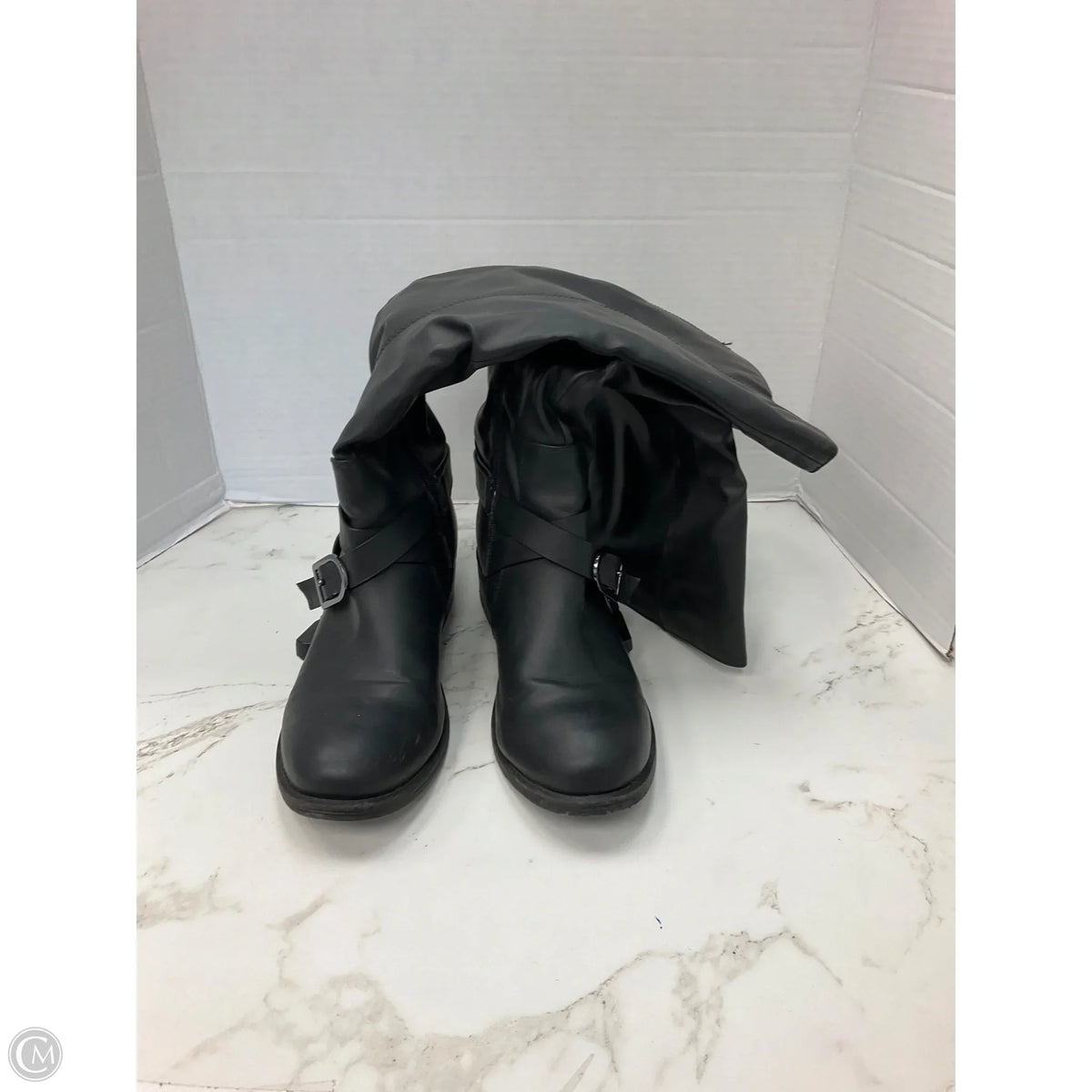 Boots Knee Heels By Apt 9 In Black, Size: 8