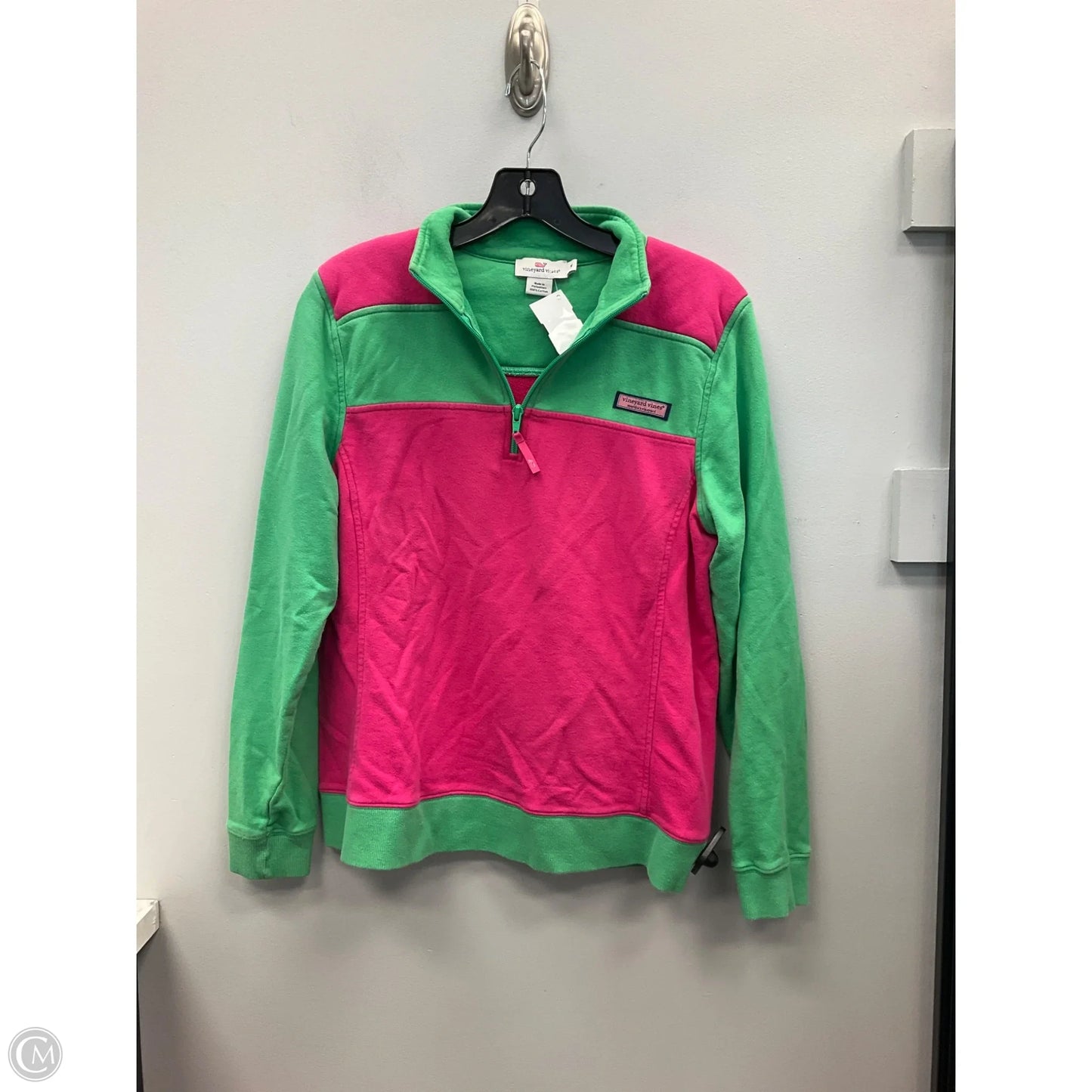 Sweatshirt Collar By Vineyard Vines In Green & Pink, Size: M