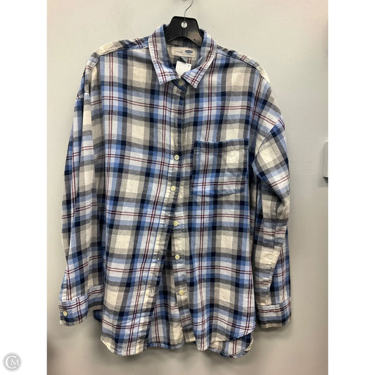 Top Long Sleeve By Old Navy In Plaid Pattern, Size: M