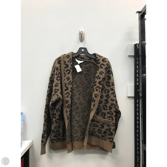 Sweater Cardigan By Time And Tru In Animal Print, Size: L