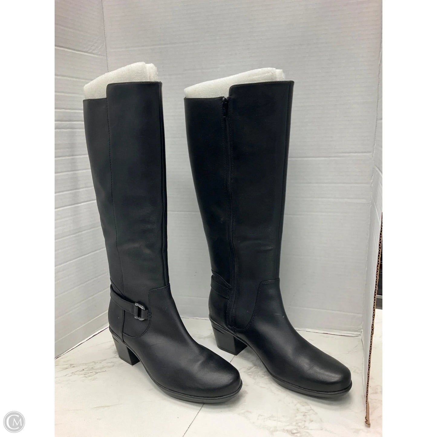 Boots Mid-calf Heels By Clarks In Black, Size: 9