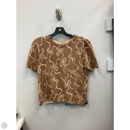 Sweater Short Sleeve By Lauren Conrad In Brown & Tan, Size: S