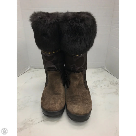 Boots Designer By Coach In Brown & Purple, Size: 8