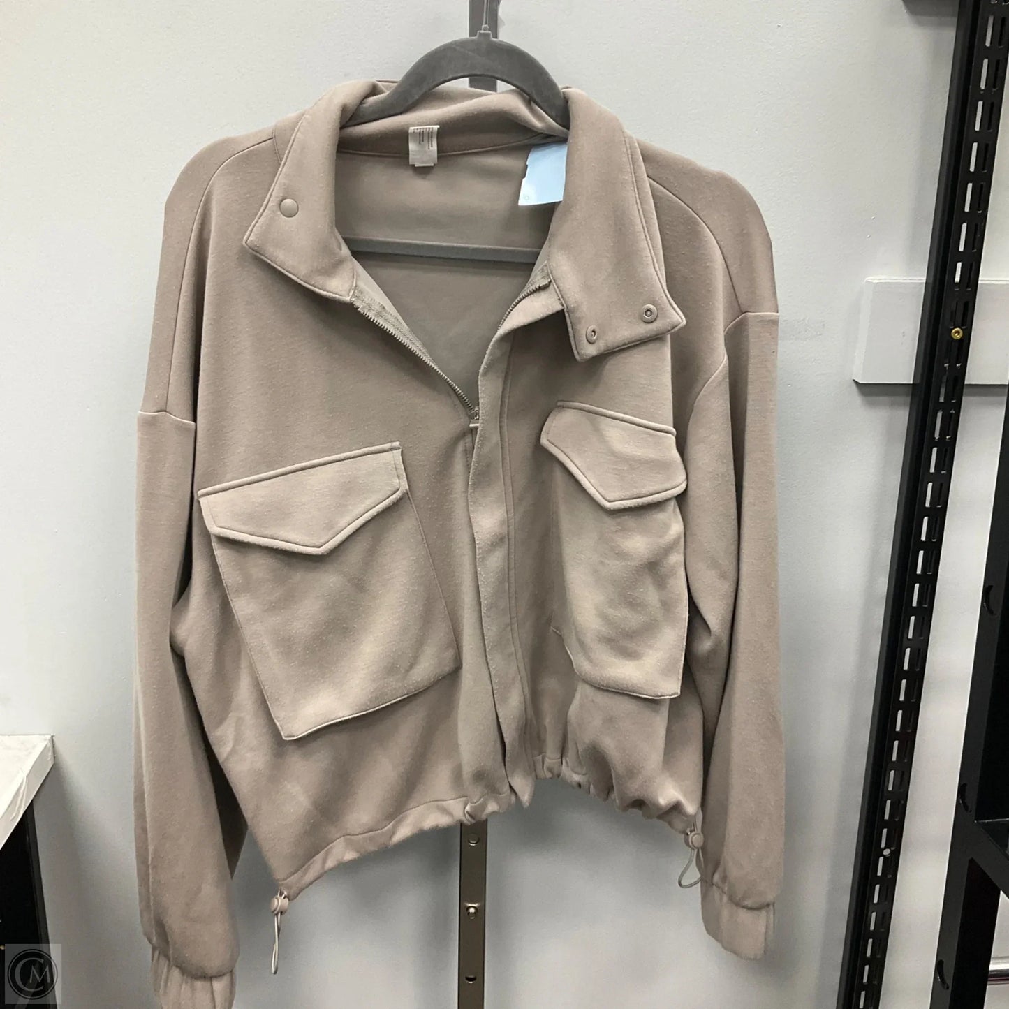 Jacket Shirt By Yogalicious In Taupe, Size: L