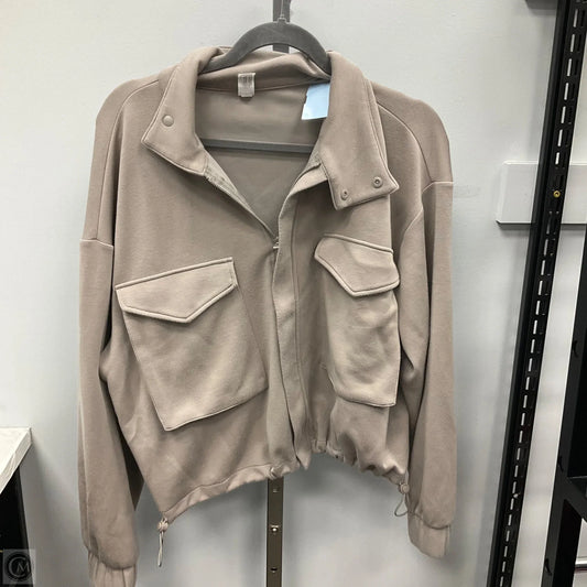 Jacket Shirt By Yogalicious In Taupe, Size: L