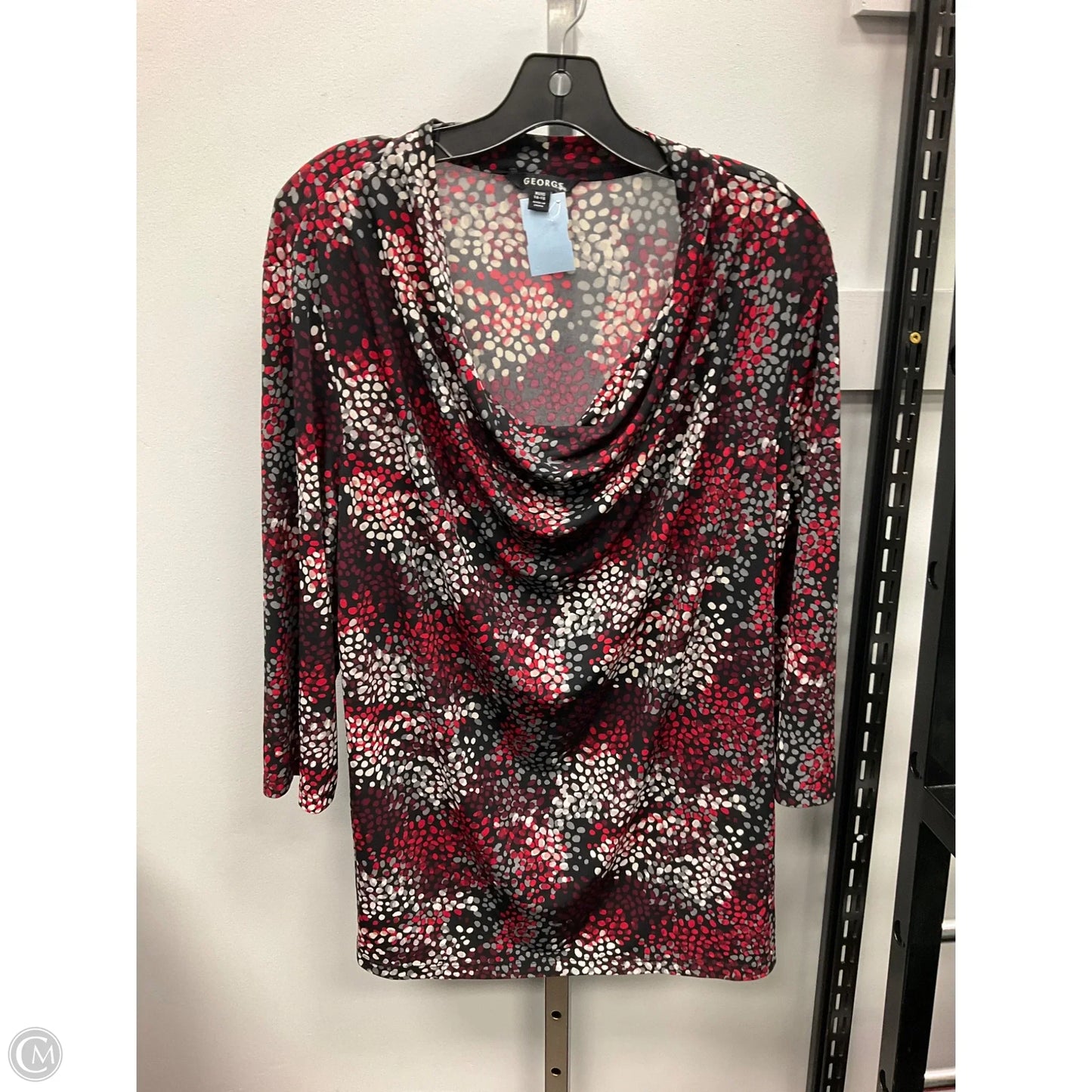 Top Long Sleeve By George In Black & Red, Size: Xl