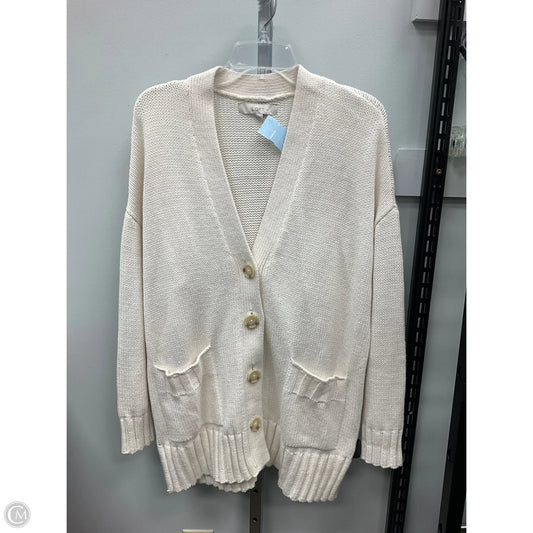 Sweater Cardigan By Loft In Cream, Size: L