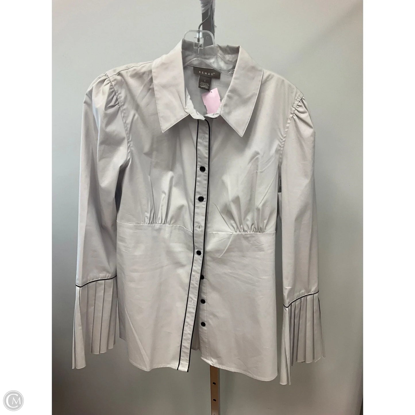 Top Long Sleeve By Kenar In Grey, Size: L