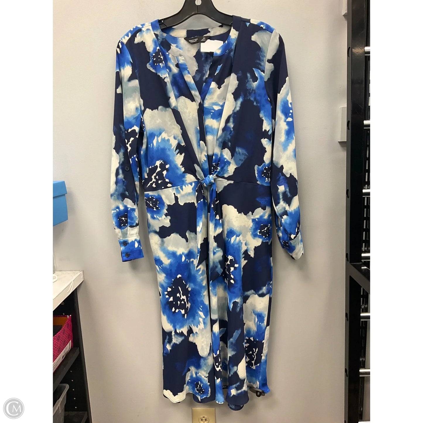 Dress Casual Midi By Simply Vera In Blue & White, Size: Mp