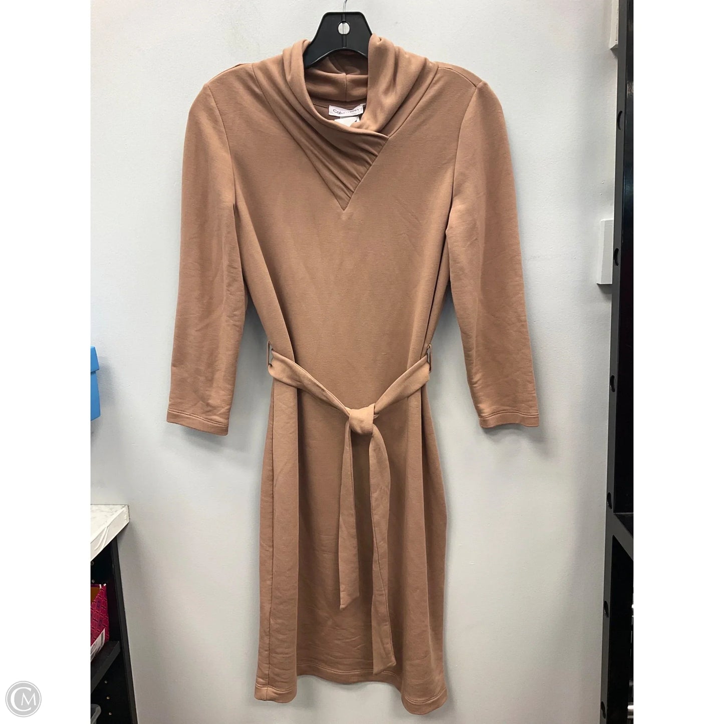 Dress Casual Midi By Calvin Klein In Tan, Size: S