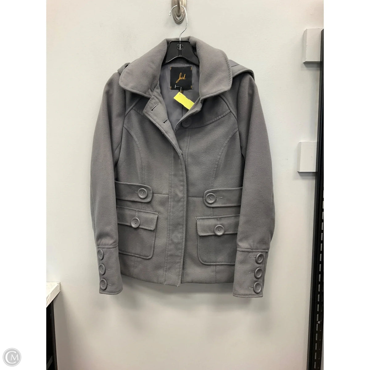 Coat Parka By Jack In Grey, Size: S