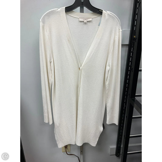 Sweater Cardigan By Loft In Ivory, Size: L