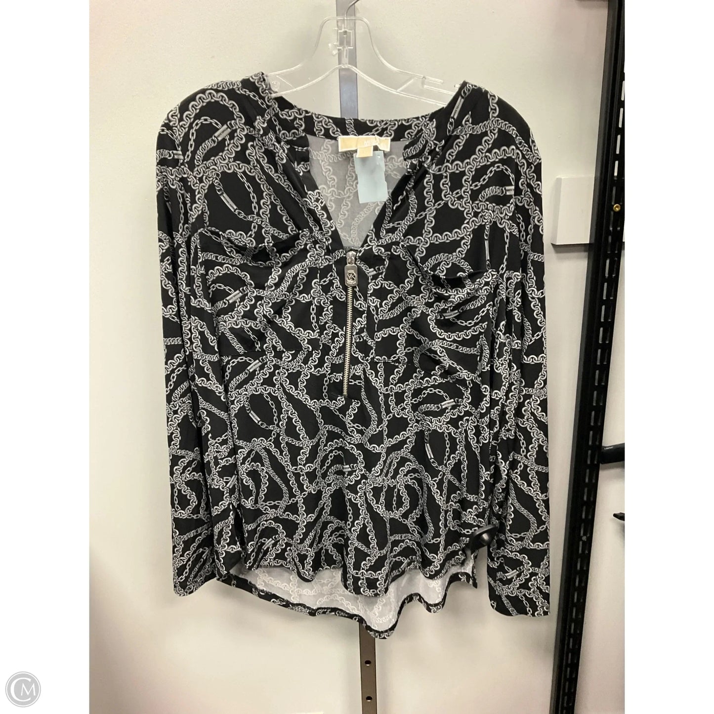 Top Long Sleeve By Michael By Michael Kors In Black & Grey, Size: L
