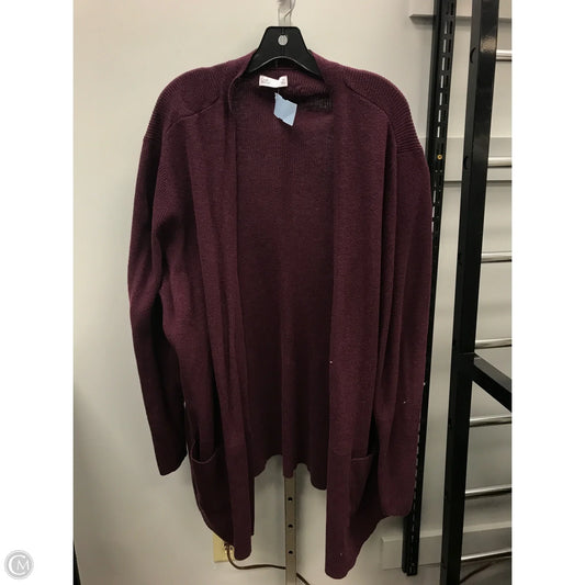 Sweater Cardigan By Croft And Barrow In Maroon, Size: 3x