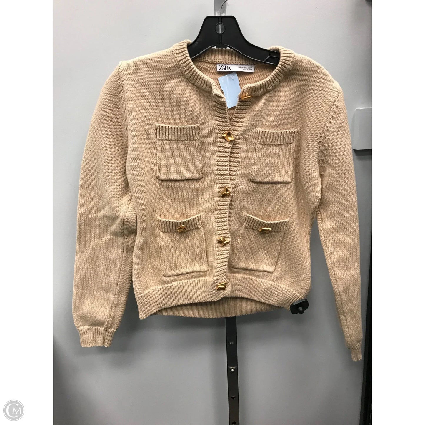 Sweater Cardigan By Zara In Tan, Size: M