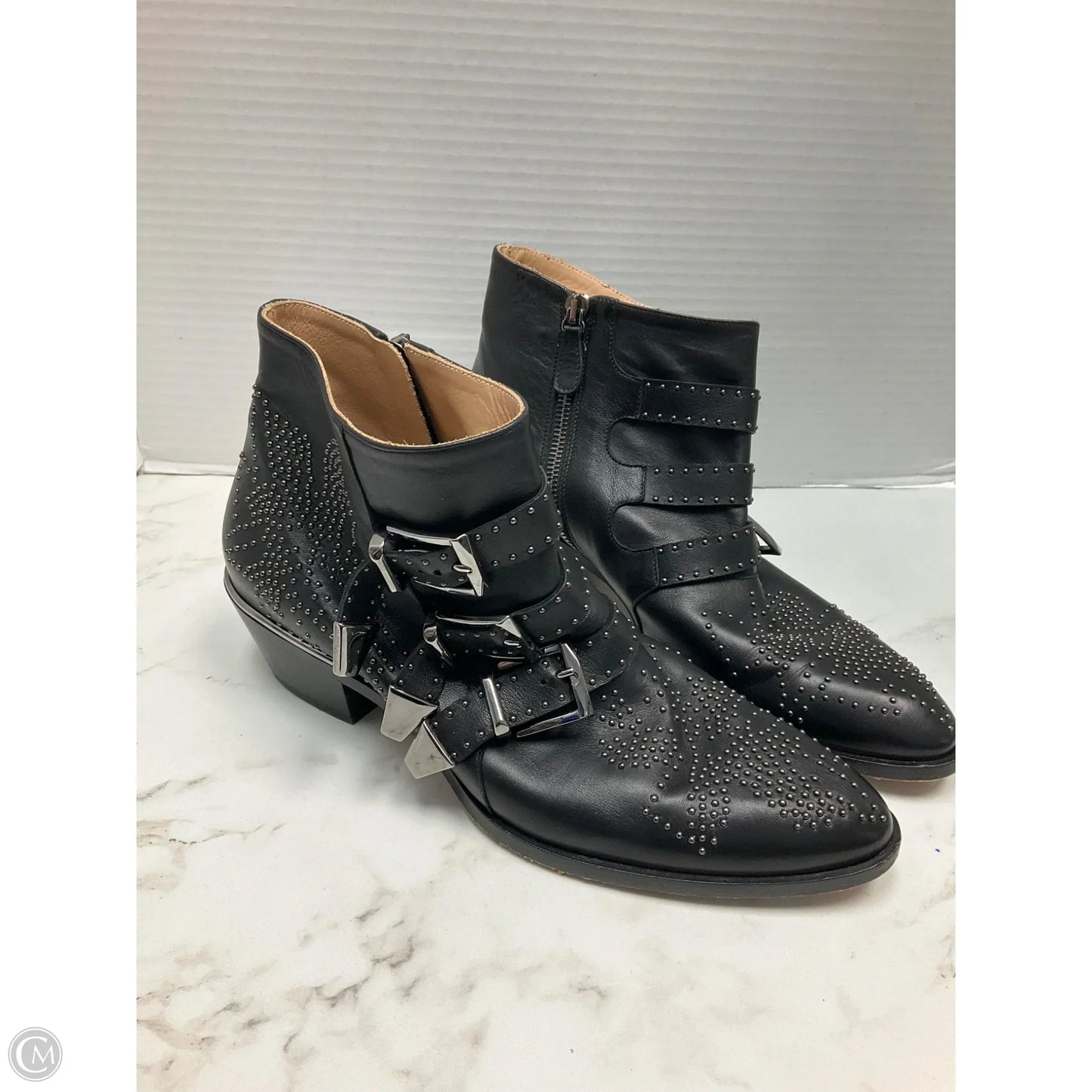 Boots Luxury Designer By Chloe In Black, Size: 8