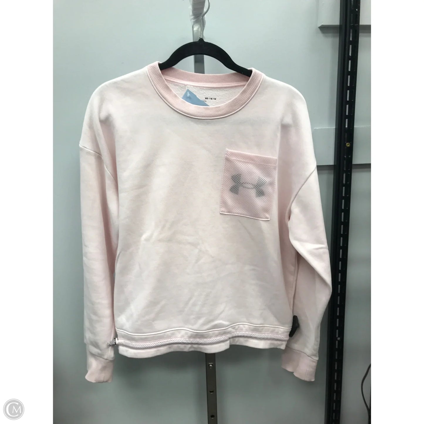 Athletic Top Long Sleeve Crewneck By Under Armour In Pink, Size: M