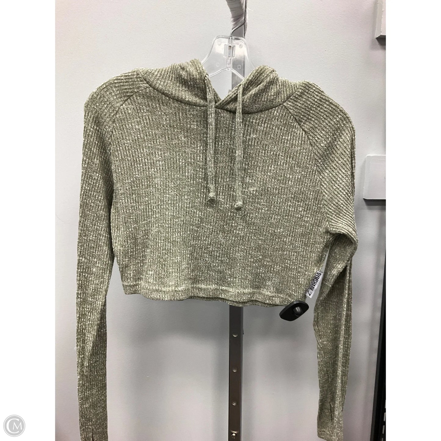 Athletic Top Long Sleeve Hoodie By Gym Shark In Green, Size: M