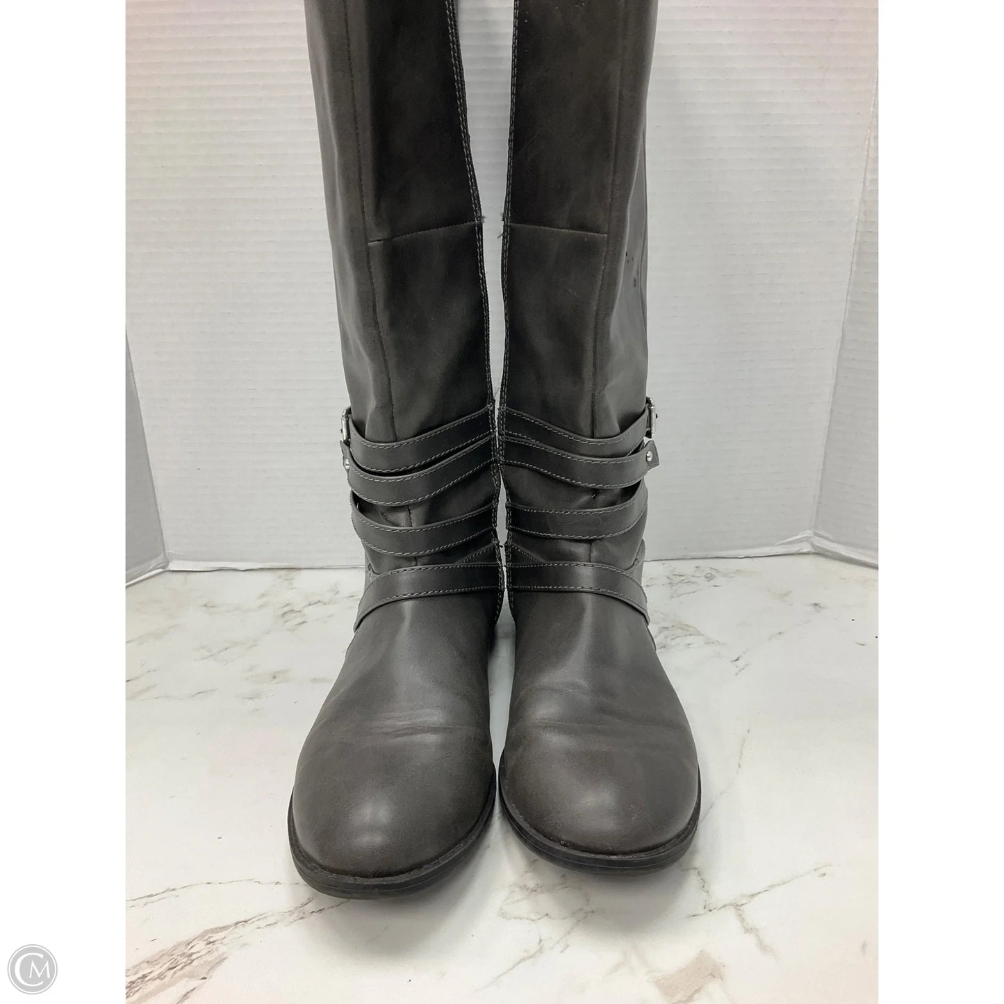 Boots Mid-calf Heels By Brash In Grey, Size: 11