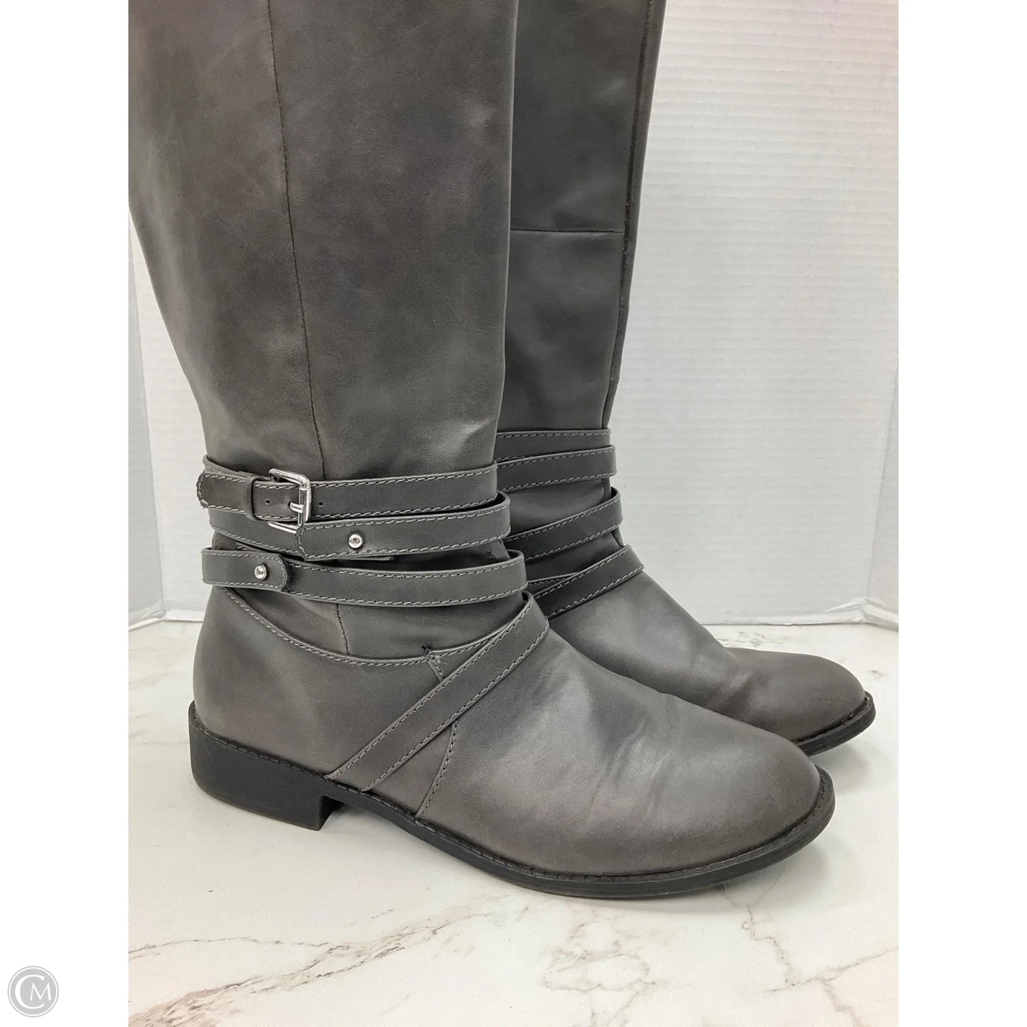 Boots Mid-calf Heels By Brash In Grey, Size: 11