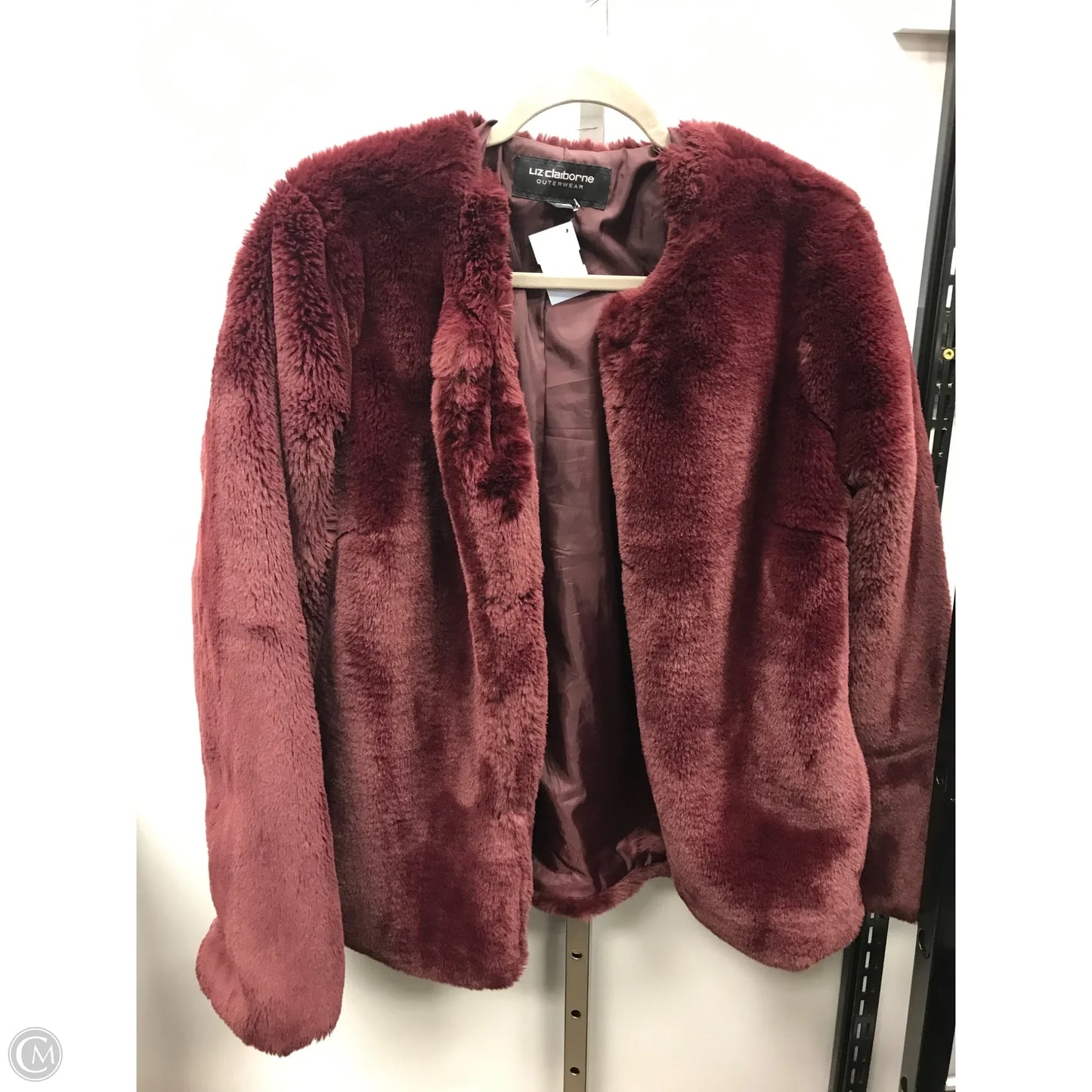 Coat Faux Fur & Sherpa By Liz Claiborne In Maroon, Size: L