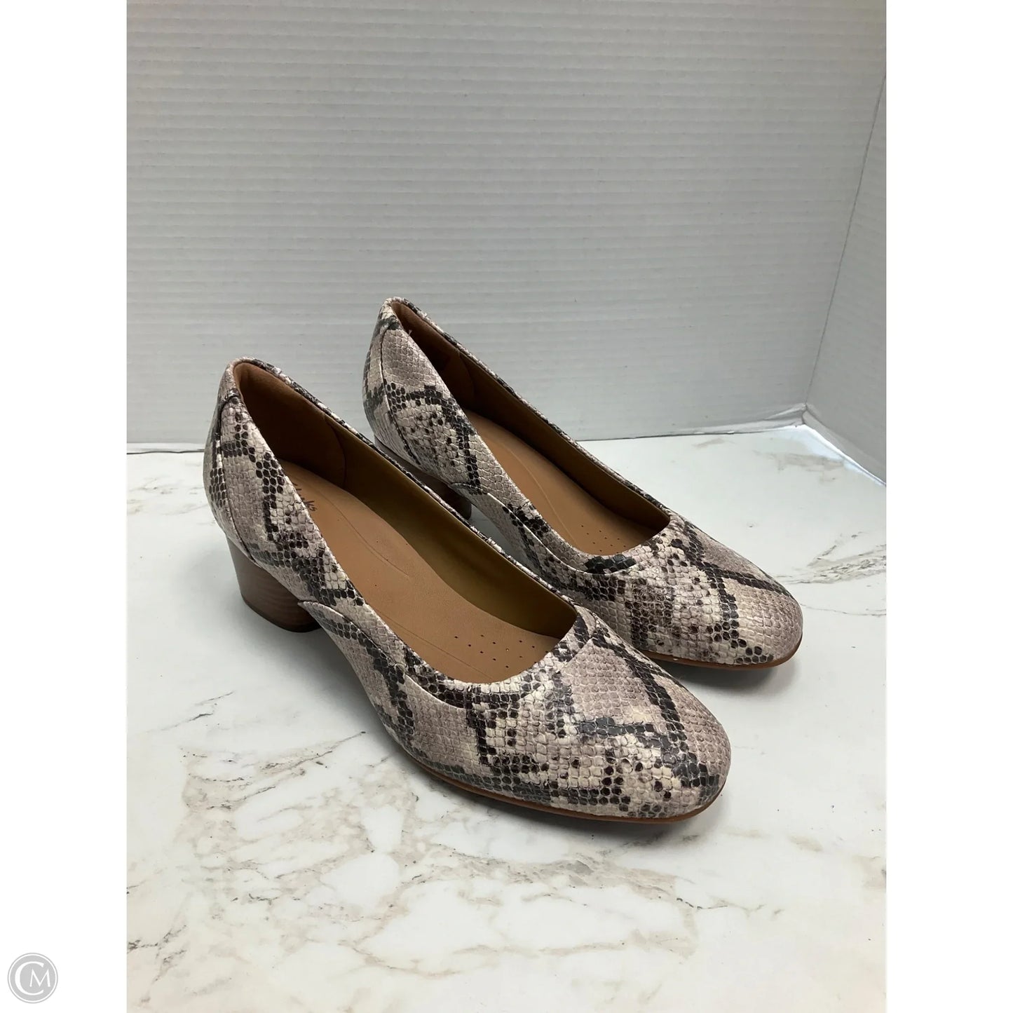 Shoes Heels Block By Clarks In Snakeskin Print, Size: 9.5