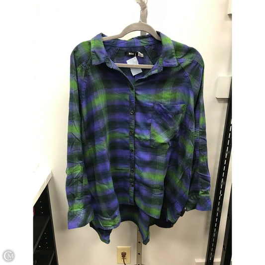 Top Long Sleeve By Bdg In Green & Purple, Size: L