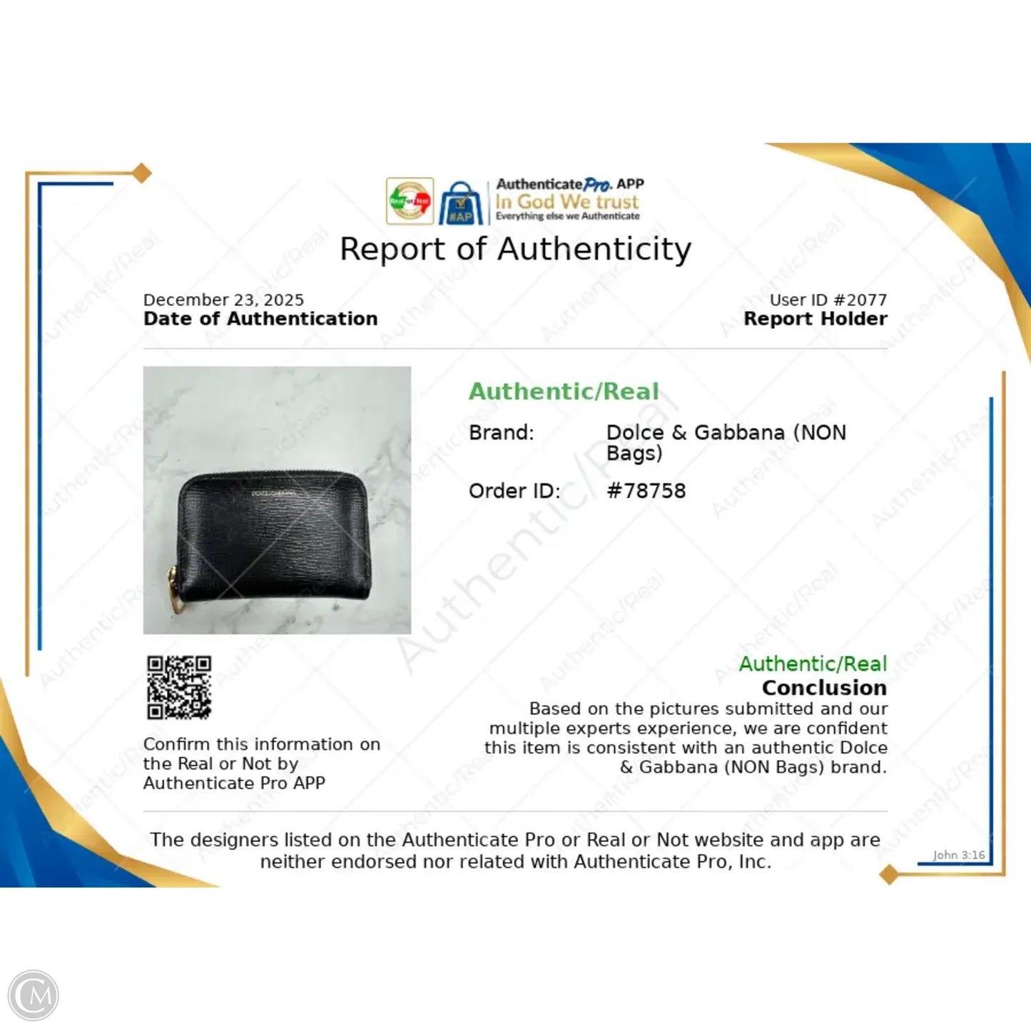 Wallet Luxury Designer By Dolce And Gabbana, Size: Medium