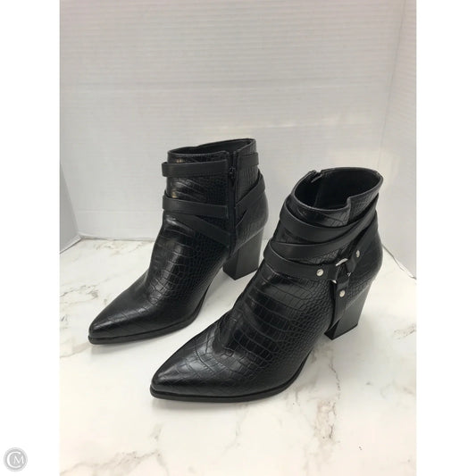 Boots Ankle Heels By Just Fab In Black, Size: 10