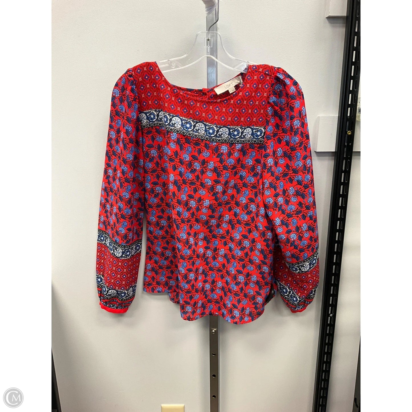 Top Long Sleeve By Loft In Blue & Red, Size: M