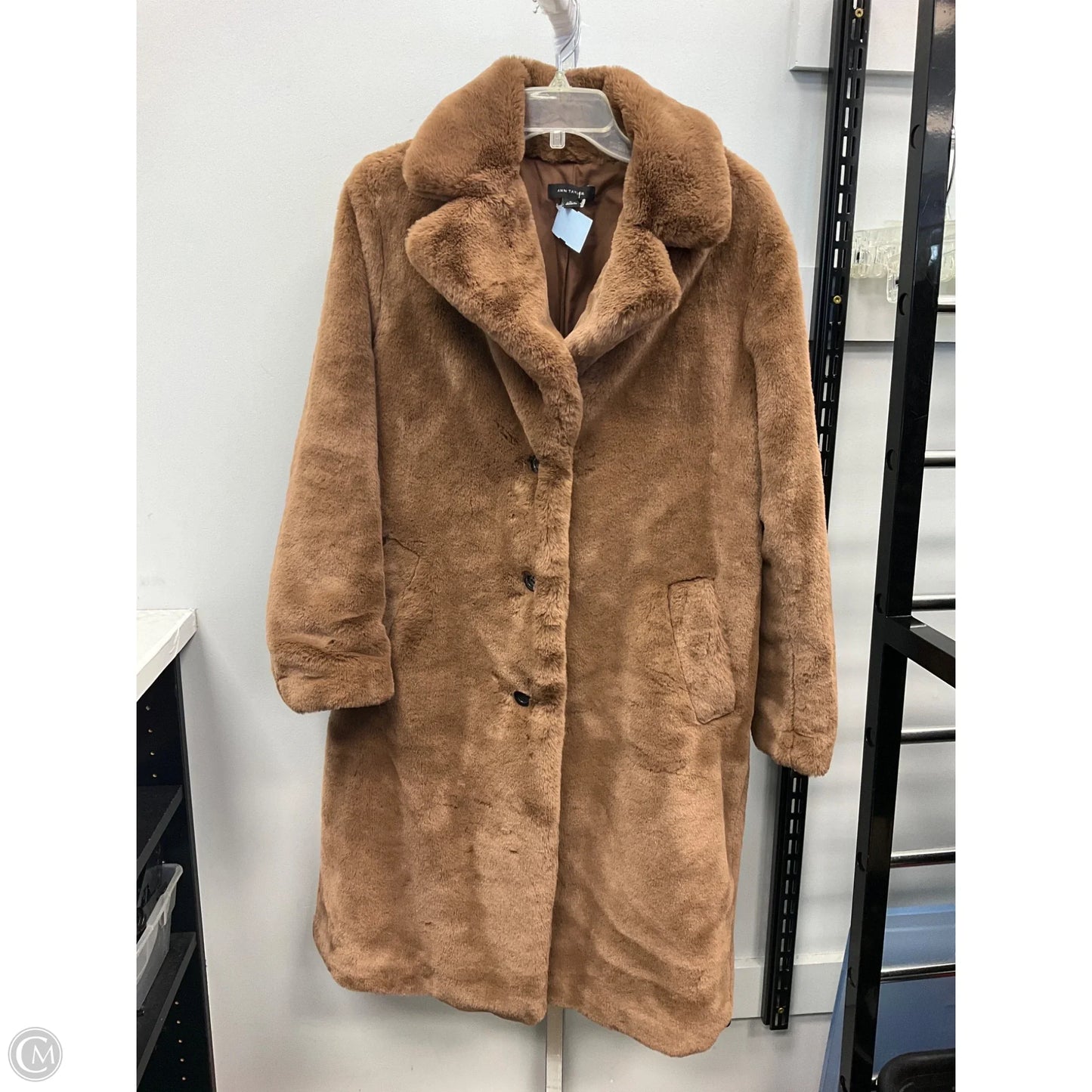 Coat Faux Fur & Sherpa By Ann Taylor In Brown, Size: M