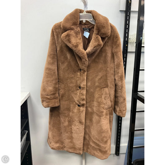 Coat Faux Fur & Sherpa By Ann Taylor In Brown, Size: M