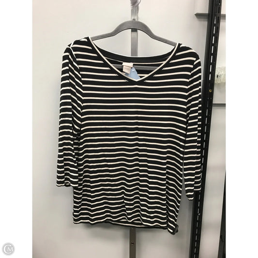 Top 3/4 Sleeve By Chicos In Striped Pattern, Size: L