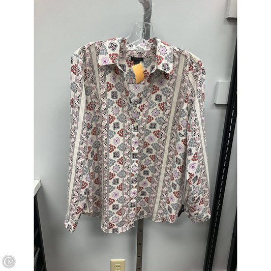 Blouse Long Sleeve By Ann Taylor In Multi-colored, Size: M